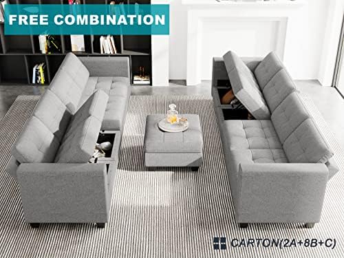 Belffin Armrest Module for Modular Sectional Sofa Couch Side Armrest for Sectional Modular Sofa Fabric Light Grey