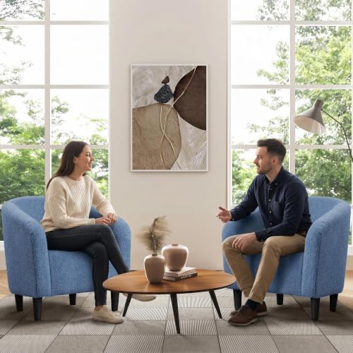 Yaheetech Small 25.5in Wide Sherpa Barrel Accent Chair for Bedroom, Blue