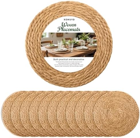 13" Round Woven Placemats Set of 12, Plate Chargers for Dining Table