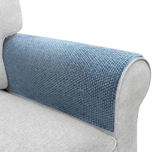 Couch Arm Covers, Sofa Arm Covers, Waterproof Armrest Cover for Sofa, Armchair, Loveseat, Non-Slip Recliner Arm Cover, Headrest Cover, Arm Chair Covers Set of 2 (Sapphire, 24"×20")