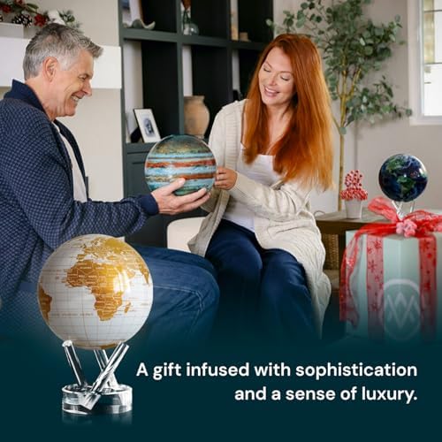 MOVA Self Rotating Globe, Pearl White and Gold Prestige (8.5")