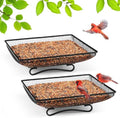 MIXXIDEA Ground Bird Feeder Tray 11x11 Inches, Metal Platform Mesh Seed Tray for Bird Feeders, Great Attracting Garden Yard Decoration for Wild Birds Squirrels Dove,2 Pack