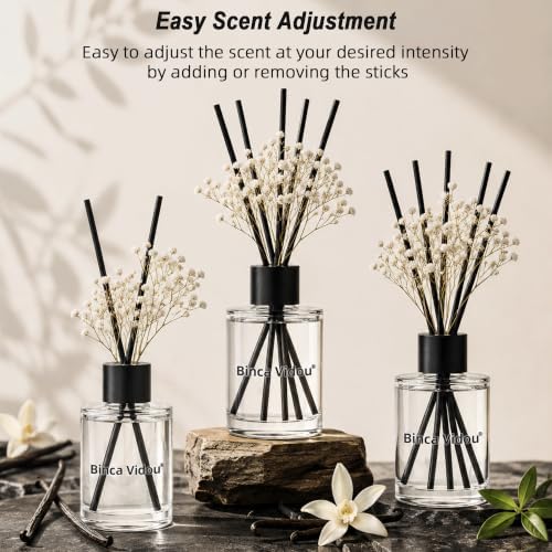 Reed Diffuser, Binca Vidou Vanilla Scent Oil Diffusers Set for Home 3.38oz