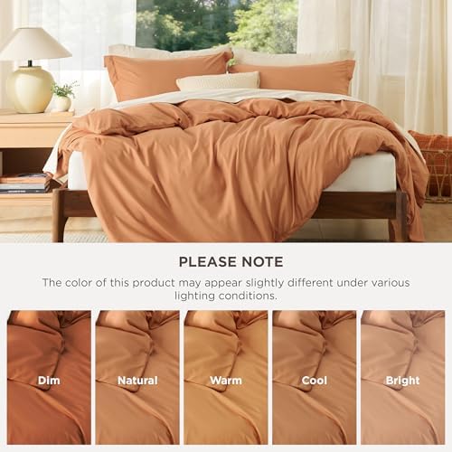 Bedsure Duvet Cover Queen Size, 3Pcs Double Brushed Bedding Set, Orange