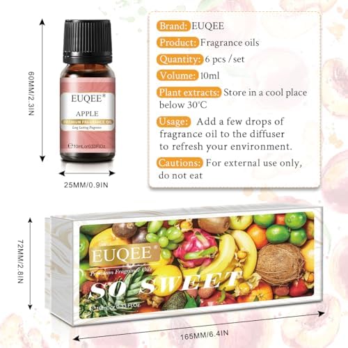 EUQEE 6PCS Premium Fruit Fragrance Oil Gift Set for Soap Making-So Sweet
