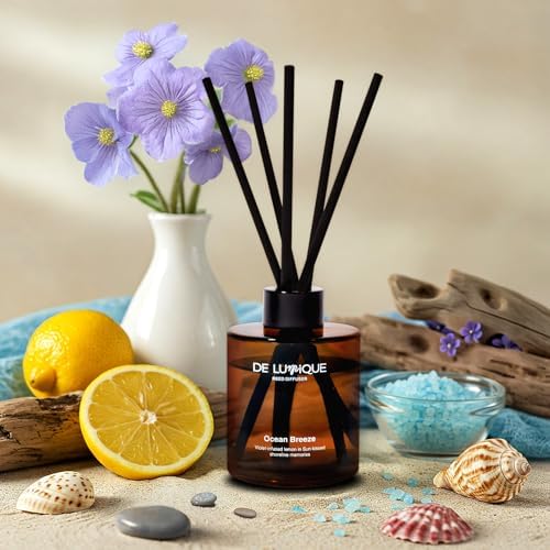 Ocean Breeze Scent Reed Diffuser 150ml – Aroma Diffuser with Lemon, Violet, Lavender & Sea Salt – Long Lasting Reed Diffusers for Home, Crafted by Expert Perfumers – 150ml