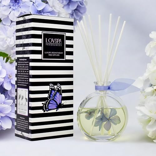 Reed Diffuser Set, English Garden Scented Oil Diffuser with Sticks, Home Fragrance Accessories for Bathroom Shelf Decor, Aroma Diffusers for Home or Office Desk, USA Made