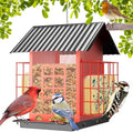 FlowaFoli Bird Feeders for Outdoors Hanging, Metal Bird Feeder with Double Suet Cage Cake, Large Capacity, Birdfeeders Sturdy & Weatherproof, Easy to Clean & Refill, Great for Attracting Wild Birds