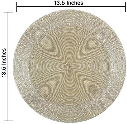 COTTON CRAFT Glitz Handmade Beaded Charger Placemats - Set of 4 - Champagne