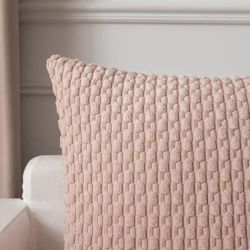 Kevin Textile Soft Corduroy 20x20 Inch Pillow Covers 2 Pack, Light Pink