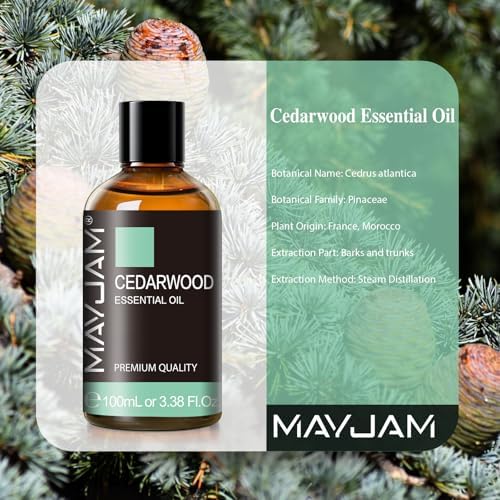 MAYJAM Cedarwood Essential Oil for Diffuser Soap Candle Making, 3.38FL.OZ