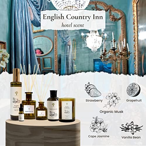 PRISTINE English Country Inn Reed Diffuser for Home | Fresh Blend of Strawberry, Vanilla, Musk Reed Diffuser Set, Oil & Reed Diffuser Sticks | Home & Office Decor | Fragrance
