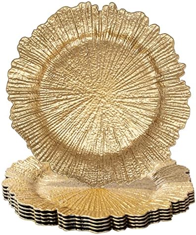 MAONAME Gold Charger Plates Set of 6, Reef Chargers for Dinner Plates
