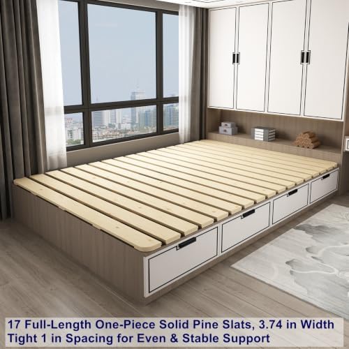 Foldable Floor Bed Frame for Japanese Futon Mattress Queen Size