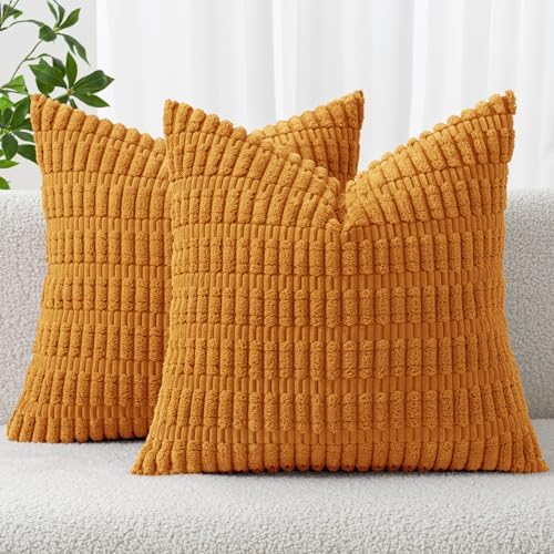 MIULEE Fall Decorative Throw Pillow Covers 16x16 Burnt Orange Pack of 2