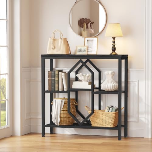 HOOBRO Console Table, Narrow Entryway Table, Behind Couch Table, Black