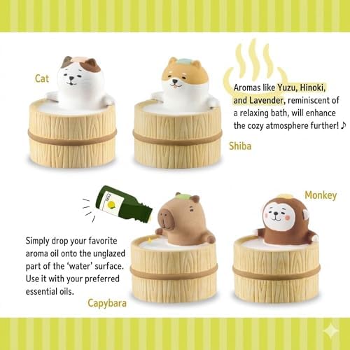 Passive Stone Diffuser, Cute Animal Series Aromatherapy Oil Diffuser for Tabletop Decor (1, Relaxed Shiba)