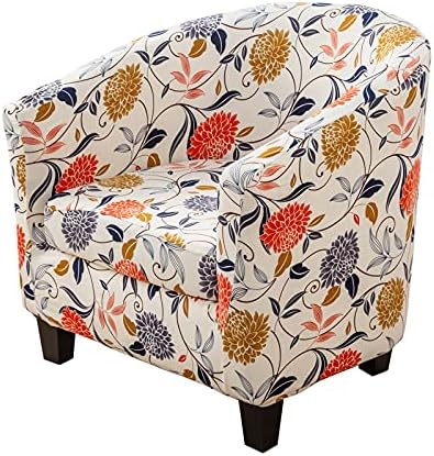 NILUOH Club Chair Slipcover 2 Piece Stretch Tub Chair Cover Round Barrel Chair Covers Non Slip Armchair Covers Couch Covers with Elastic Bottom for Bar Counter Living Room (01)