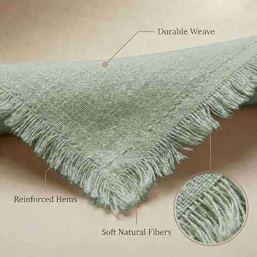 Accent Home Teal Linen Cloth Napkins, Set of 12, 18x18 Inches