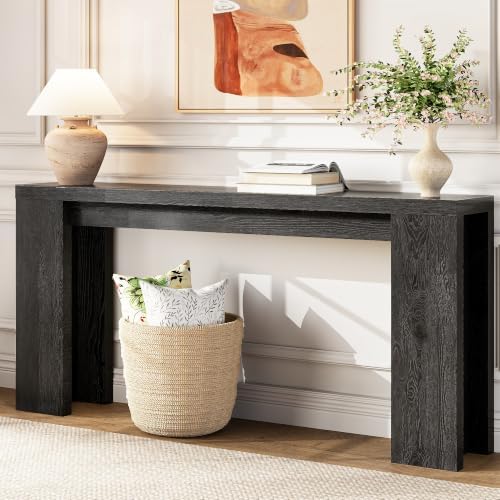 karlott 70.9" Extra Long Console Table, Farmhouse Entryway Table, Black