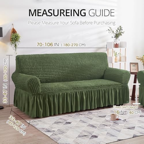 NICEEC Sofa Covers Green Couch Cover Stretch Sofa Slipcovers with Skirt