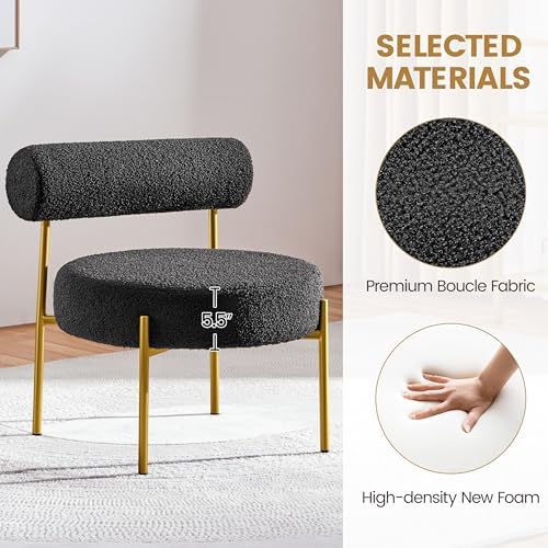 Topeakmart Modern Vanity Chairs Set of 2, Armless Accent Chairs, Black