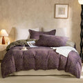 Jacquard Flower Duvet Cover Twin,Purple Green Floral Duvet Cover Set Yarn-Dyed Cotton Boho Medallion Bedding Set,Retro Reversible Duvet Cover with Zipper Ties