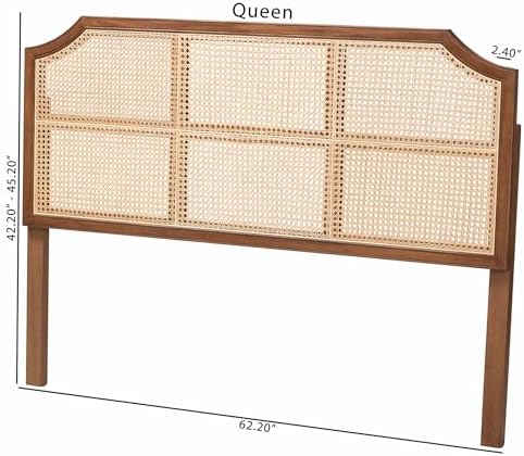 Baxton Studio Hermine Bamboo Woven Headboard - Solid Wood Bed Backrest Panel with Curved Top, Boho Coastal Bed Accent, Queen Size