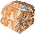 Bailix Boho Throw Blanket, 100% Cotton, Woven Floral Pattern, 60"x80"