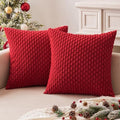 MIULEE Christmas Decorative Throw Pillow Covers 16x16 Red Textured Corduroy