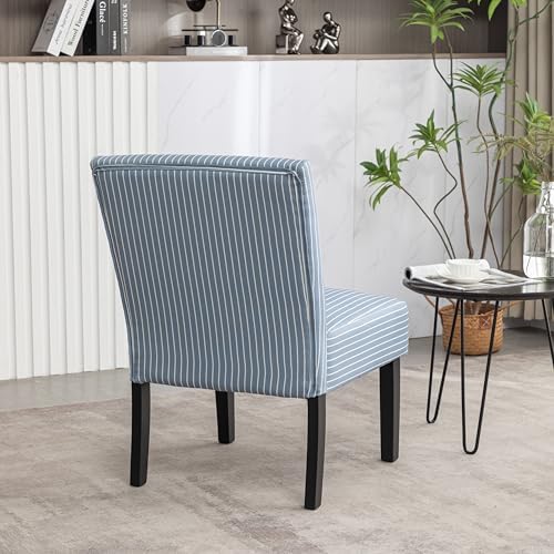 Roundhill Furniture Botticelli Blue Stripe Upholstered Slipper Accent Chair