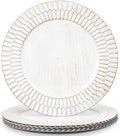 13" White Chargers for Dinner Plates, Decorative Charger Plates, Plastic Charger & Service Plate 6 Pack Table Setting Bulk Wedding, Thanksgiving, Festival