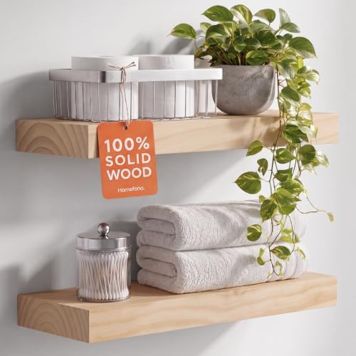 Homeforia 18 Inch Floating Shelves, High-End Solid Pine Wood, Set of 4