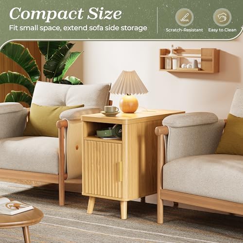 Huuger Narrow End Table with Charging Station, USB-C Port