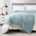 BOURINA Auqa Throw Blanket 50 x70 Inch Jacquard Throw Knitted Blanket