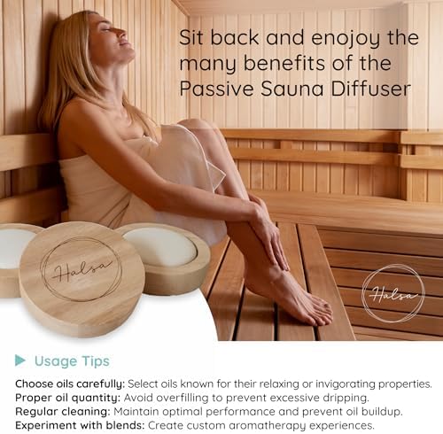 HALSA Ceramic Diffuser for Sauna, Office, Bedroom, Bathroom - Natural Beechwood Base, Passive Diffusion, Ceramic Stone Absorbs Essential Oils