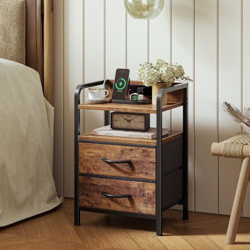 Huuger Nightstands Set of 2, Night Stand, Charging Station, USB-C Ports