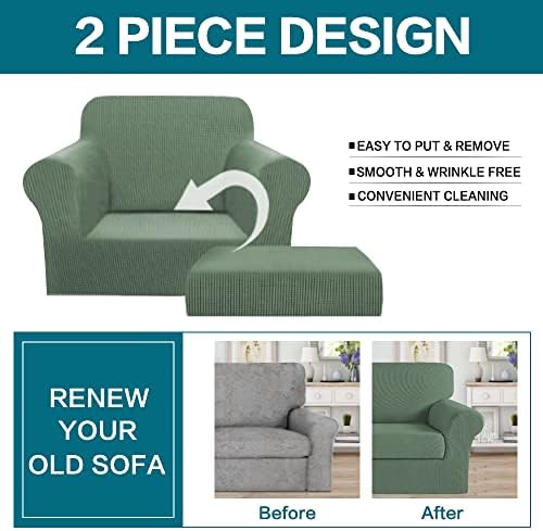 Turquoize 2 Piece Chair Covers Chair Slipcovers for Living Room Armchair Sofa Covers Chair Couch Cover with Arms Washable Furniture Protector for Chairs Feature Jacquard Fabric (Chair, Loden Frost)