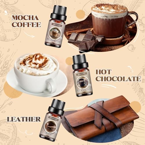 Bakery Essential Oils Set, Gifts for Mom & Wife, Fragrance Oils for Diffusers,Candle & Soap Making,Aromatherapy Oil -,Chocolate, Coffee Cake, Coffee, Apple Pie,Brown Sugar, Leather Scents