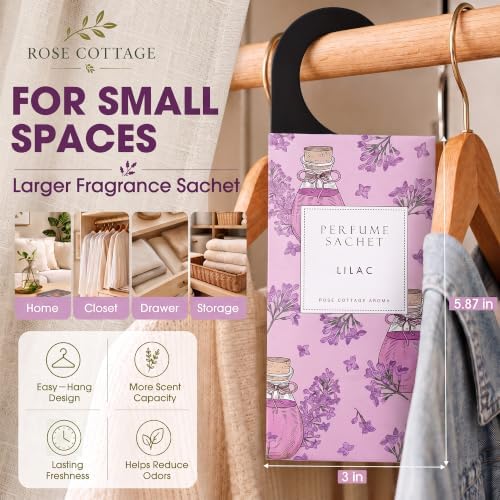 Large 12 Packs Lilac Hanging Scented Sachets Long-Lasting Closet Deodorizer Air Freshener Fabric Refresher Odor Eliminator for Drawer Home Fragrance Gift Set