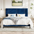 Allewie King Size Platform Bed Frame with Velvet Upholstered Headboard