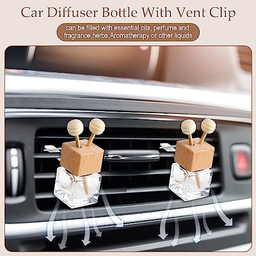 Zubebe 60 Pcs Car Diffuser Vent Clip Empty Diffuser Bottle, Clear