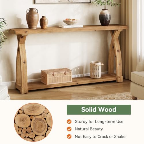 Wood Console Table for Entryway, 63" Entryway Table with Storage