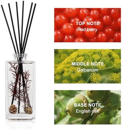 Wood & Willow Reed Diffuser Set with Dried Flowers (Red Berry & Oak)