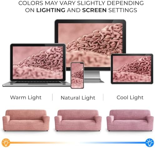 PAULATO Premium Stretch Couch Covers for Sofa - Sofa Chair Cover Washable, Dogs & Pets Friendly - Elastic Polyester Loveseat Slipcovers - Non-Slip Love Seat Couch Covers - Coral Pink (64"-85" Wide)
