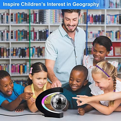 Magnetic Levitation Floating Globe, C Frame Levitating Globe with LED Lights, Cool Gadgets for Men Boys and Girls, Cool Tech Gifts for Office Bookshelf Home Desk Decor