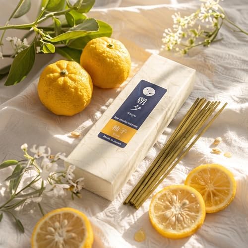 Asayu Japan Yuzu Incense Sticks, Low Smoke Japanese Incense, 20g