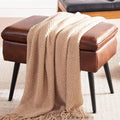 Square Storage Ottoman Upholstered Vanity Accent Stool Retro Brown