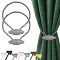 Hion Magnetic Curtain Tiebacks Grey 2pcs, Curtain Holdbacks Hooks Holders