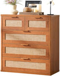 LEYAOYAO Rattan Dresser for Bedroom, 33.5" Small Chest of Drawers